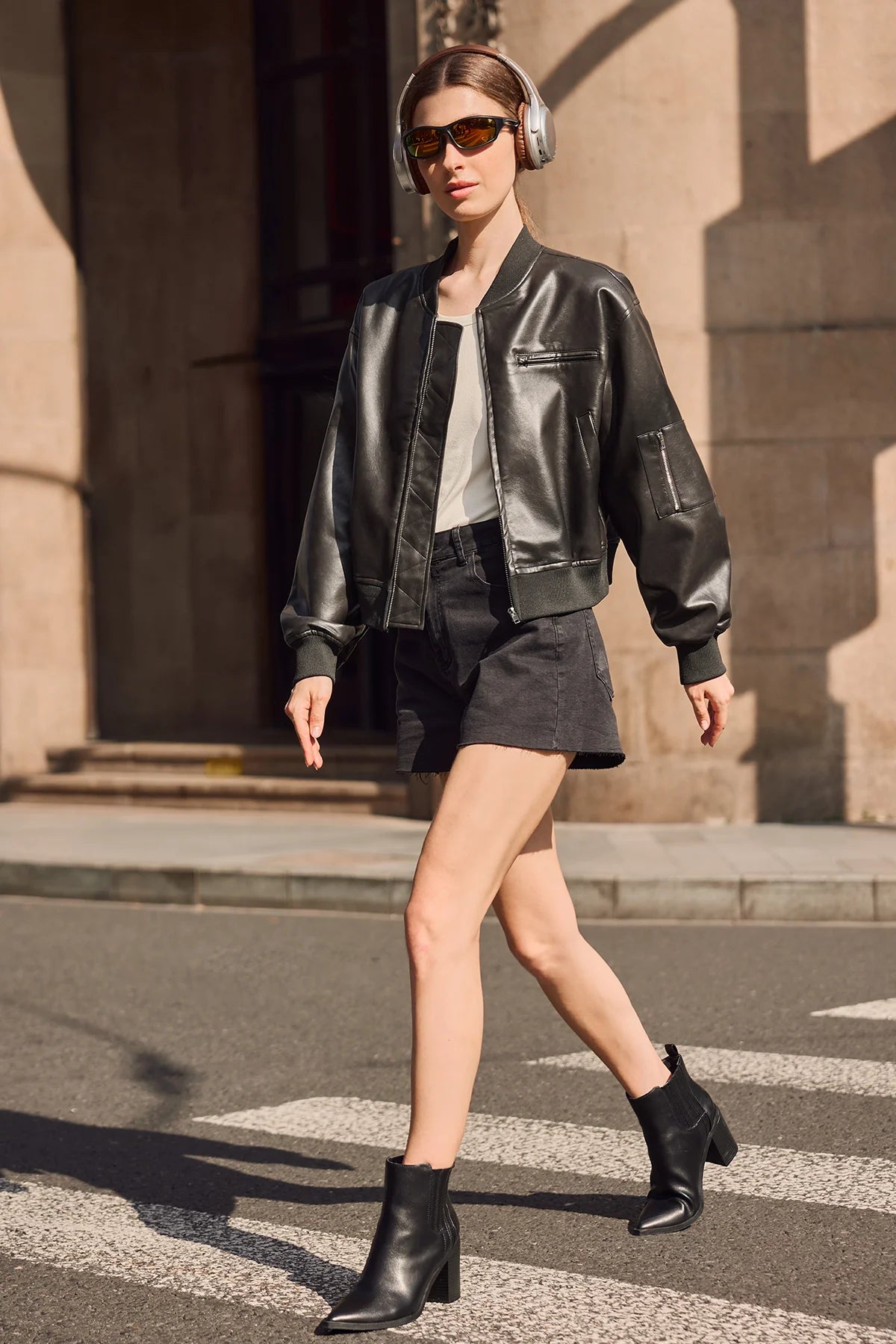 Cicy Bell Womens Black Bomber Jackets