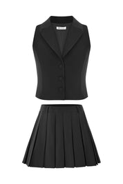 Cicy Bell Womens Black Blazer Vest Skirts Sets