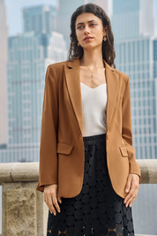 Cicy Bell Womens Brown Casual Work Blazers