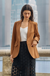 Cicy Bell Womens Brown Casual Work Blazers