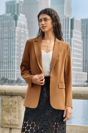 Cicy Bell Womens Brown Casual Work Blazers
