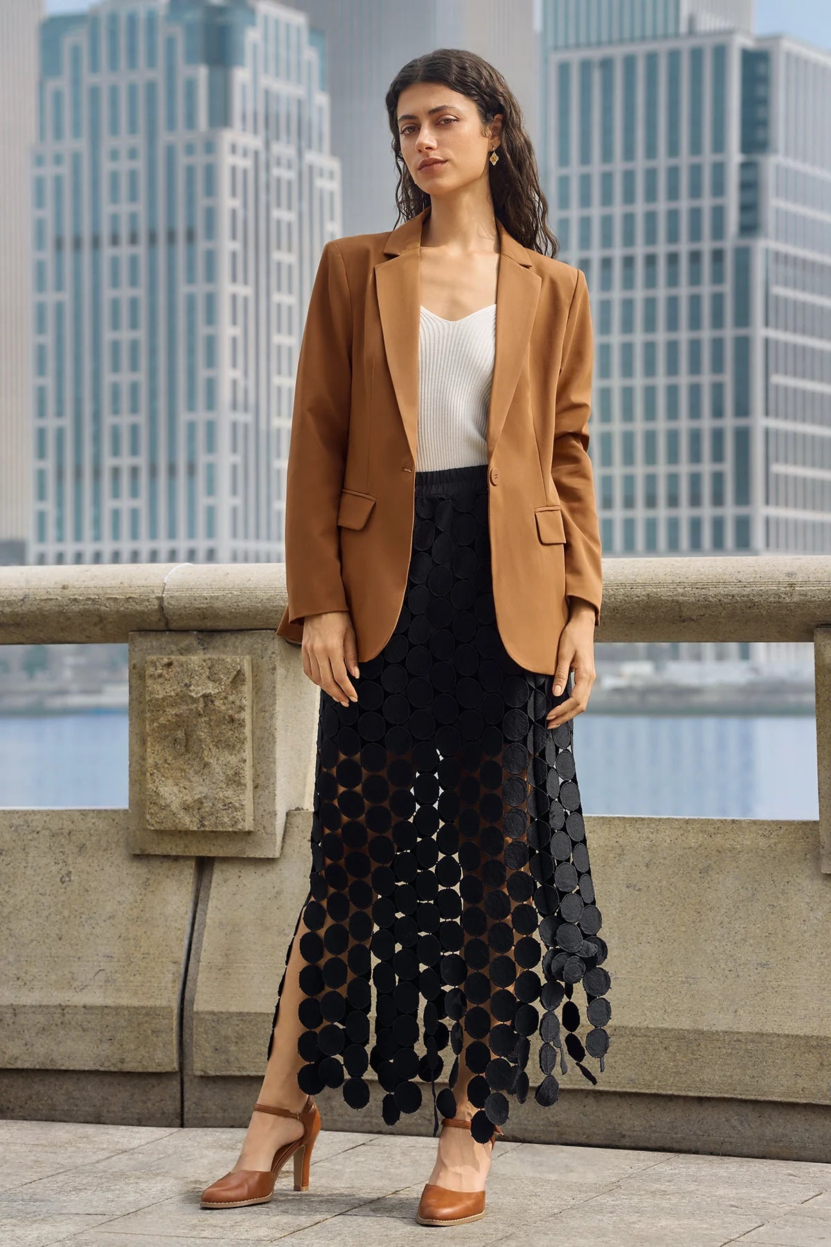 Cicy Bell Womens Brown Casual Work Blazers