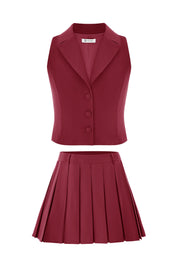Cicy Bell Womens Burgundy Blazer Vest Skirts Sets