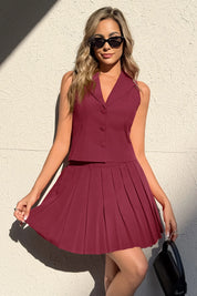 Cicy Bell Womens Burgundy Blazer Vest Skirts Sets