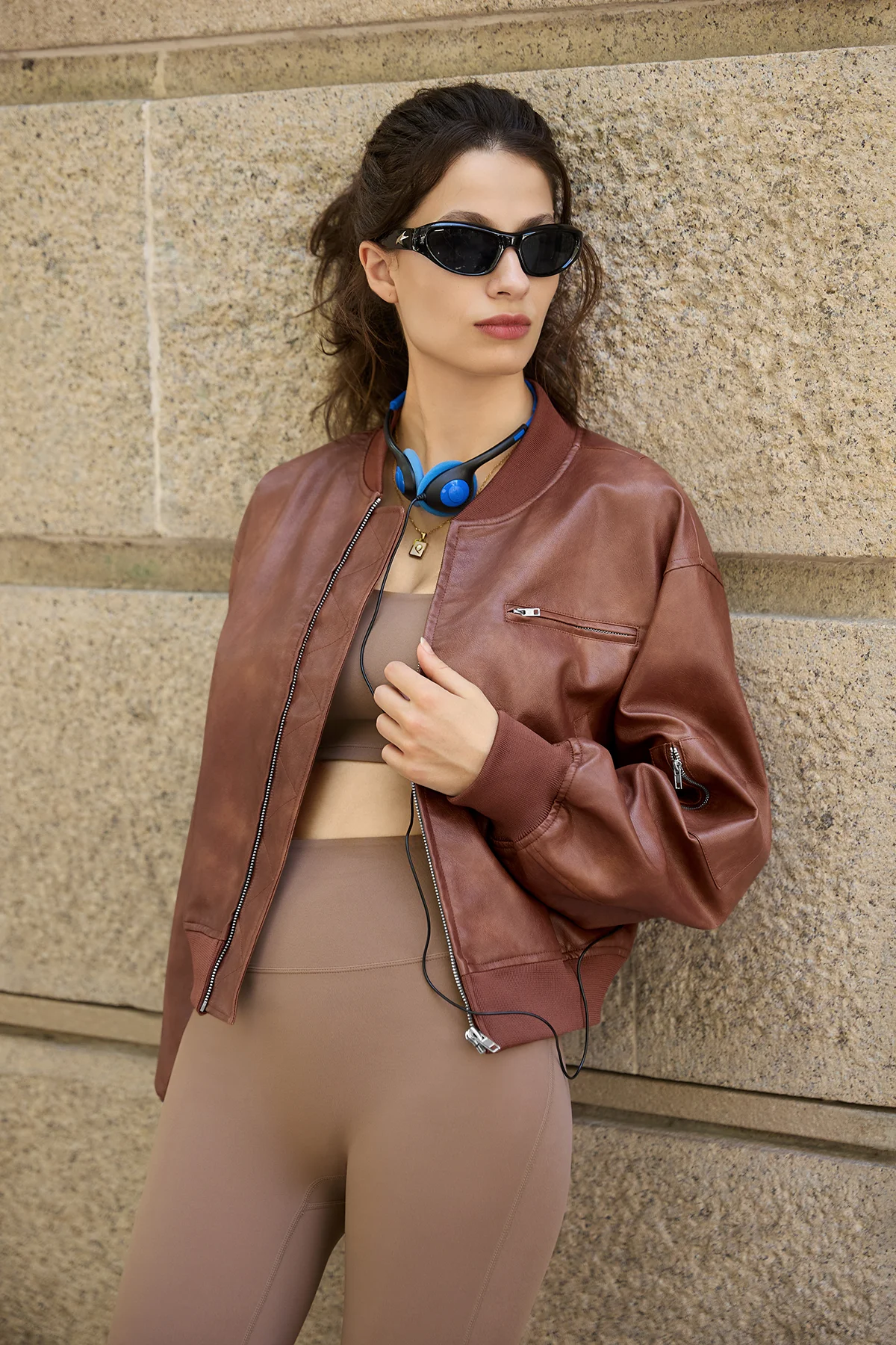 Cicy Bell Womens Caramel Bomber Jackets