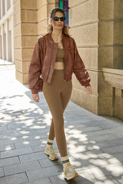 Cicy Bell Womens Caramel Bomber Jackets