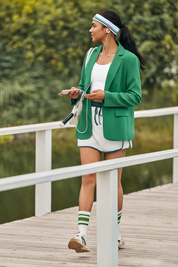 Cicy Bell Womens Dark Green Casual Work Blazers