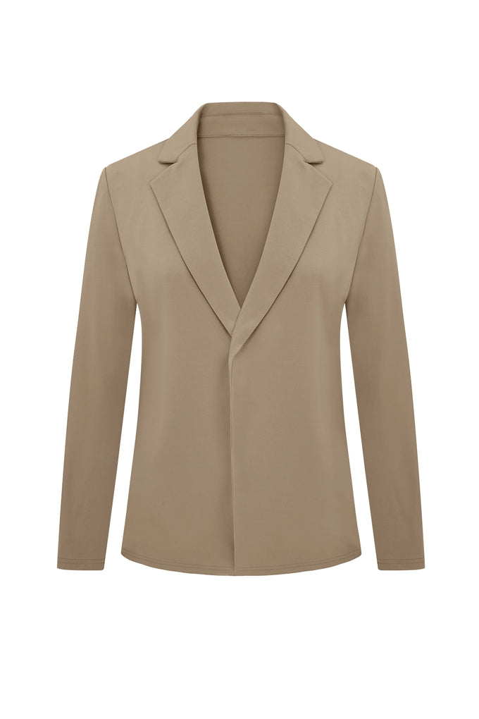 Cicy Bell Womens Khaki Knit Blazer