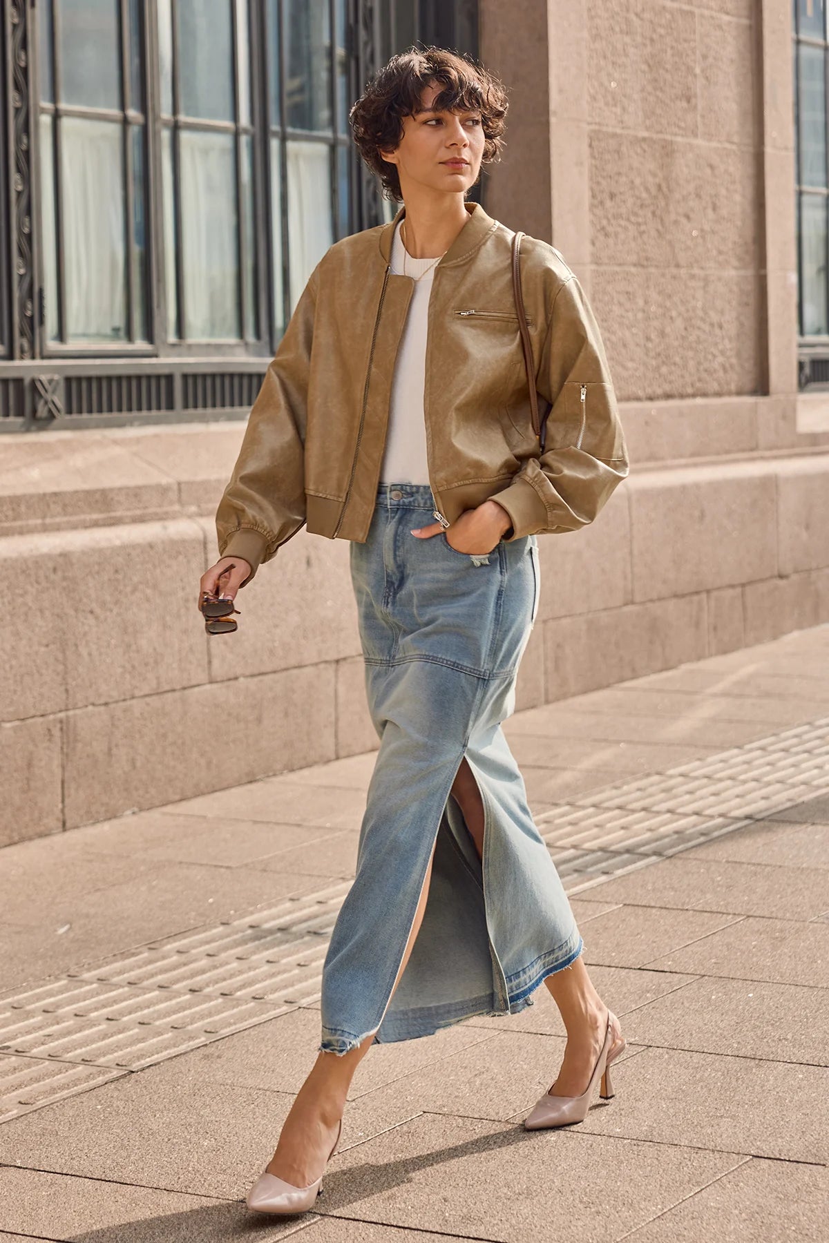 Cicy Bell Womens Caramel  Bomber Jackets