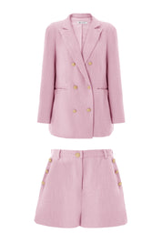 Cicy Bell Womens Pink Tweed Blazer Shorts Sets