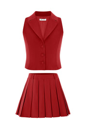 Cicy Bell Womens Red Blazer Vest Skirts Sets