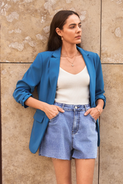 Cicy Bell Womens Royal Blue Casual Work Blazers