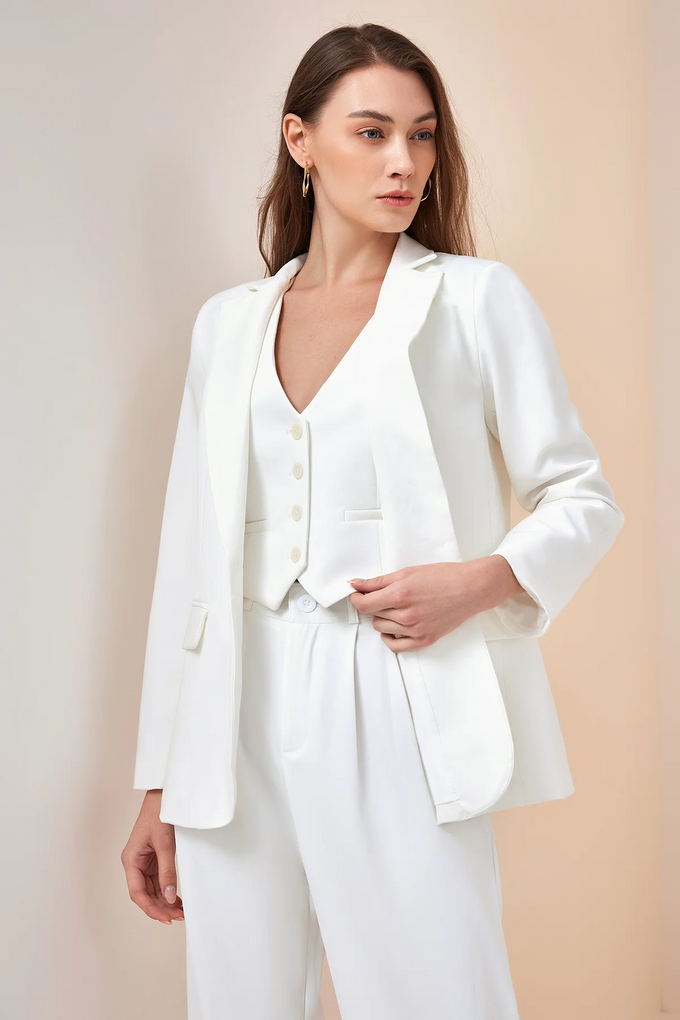 Cicy Bell Womens White Casual Work Blazers