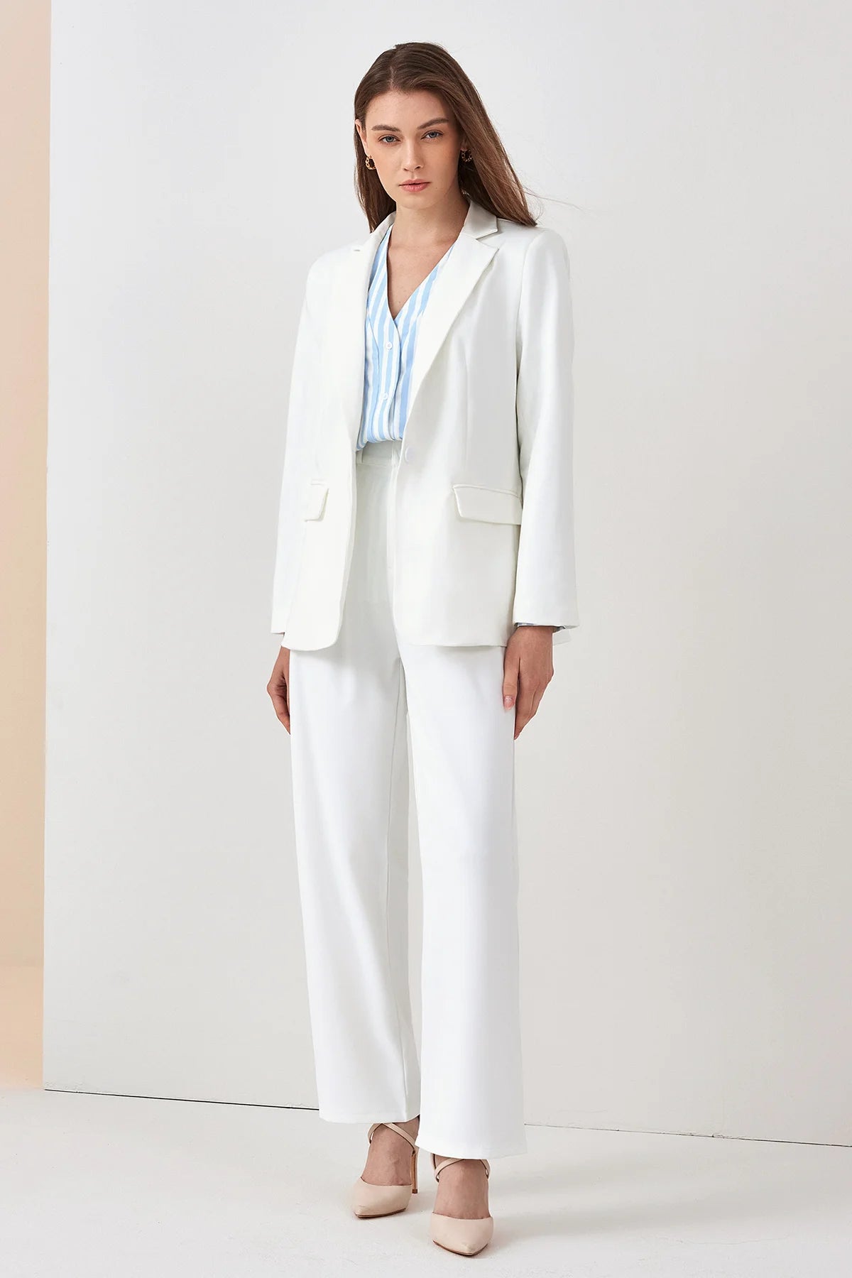 Cicy Bell Womens White Casual Work Blazers