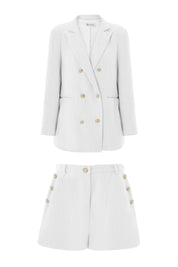 Cicy Bell Womens White Tweed Blazer Shorts Sets