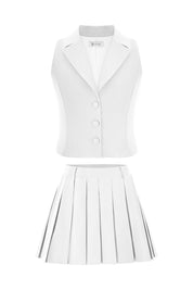 Cicy Bell Womens White Blazer Vest Skirts Sets
