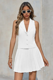 Cicy Bell Womens White Blazer Vest Skirts Sets