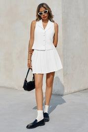 Cicy Bell Womens White Blazer Vest Skirts Sets