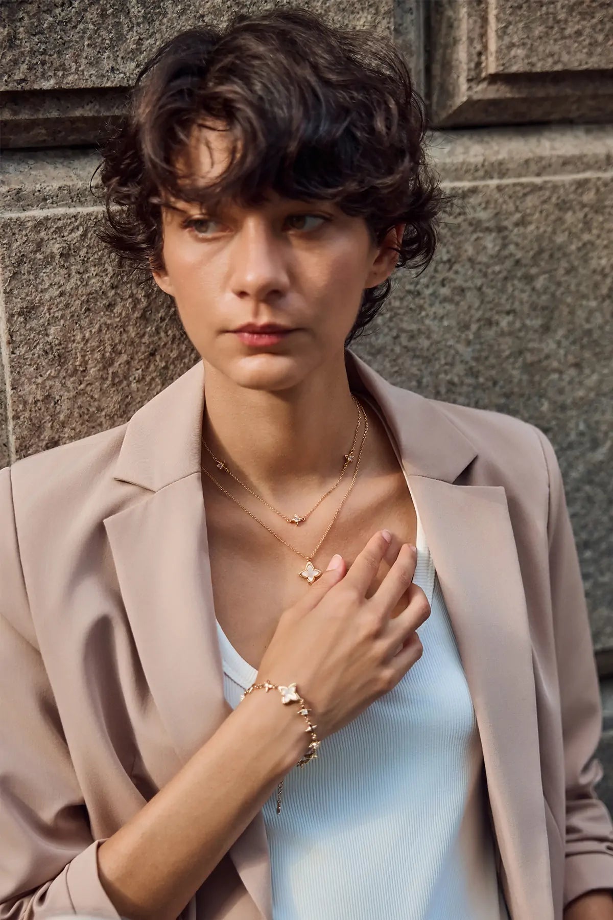 Cicy Bell 18k Gold Plated Cross Bracelet