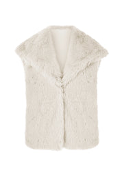 Cicy Bell Womens Apricot Faux Fur Vest