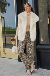 Cicy Bell Womens Apricot Faux Fur Vest