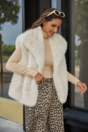 Cicy Bell Womens Apricot Faux Fur Vest