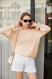 Cicy Bell Womens Apricot Ruffle Sweaters