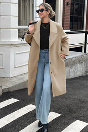 Cicy Bell Womens Apricot Wool Blend Trench Coat