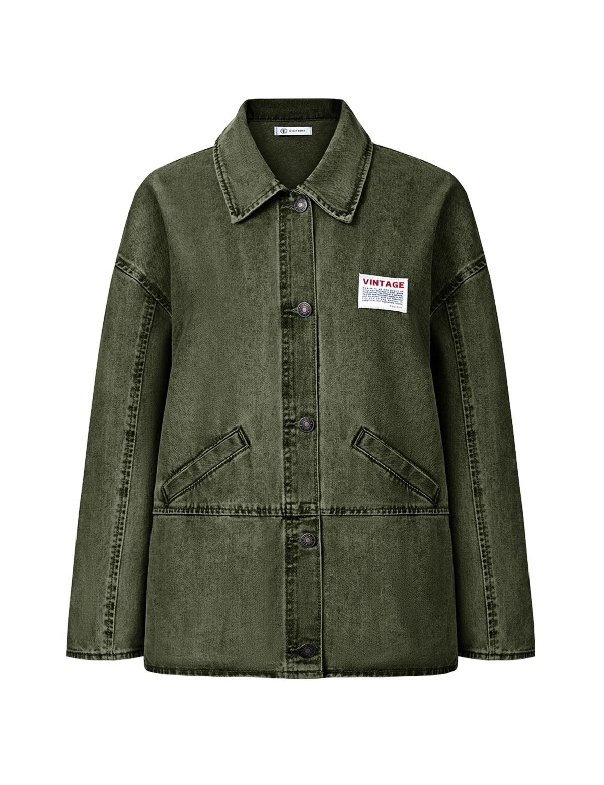 CicyBell-Women-ArmyGreen-DenimJackets-H9H437_1.webp