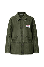 Cicy Bell Womens Army Green Oversized Denim Jackets