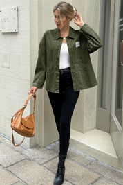 Cicy Bell Womens Army Green Oversized Denim Jackets