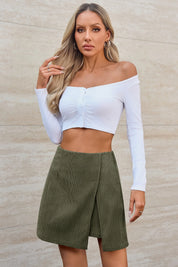 Cicy Bell Womens Army Green Corduroy Mini Skirt