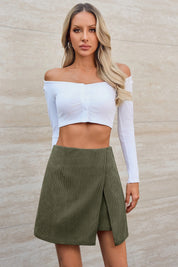 Cicy Bell Womens Army Green Corduroy Mini Skirt