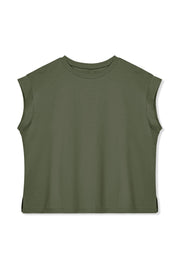 Cicy Bell Womens Army Green Cap Sleeve Shirts