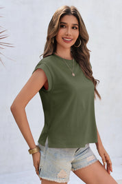 Cicy Bell Womens Army Green Cap Sleeve Shirts