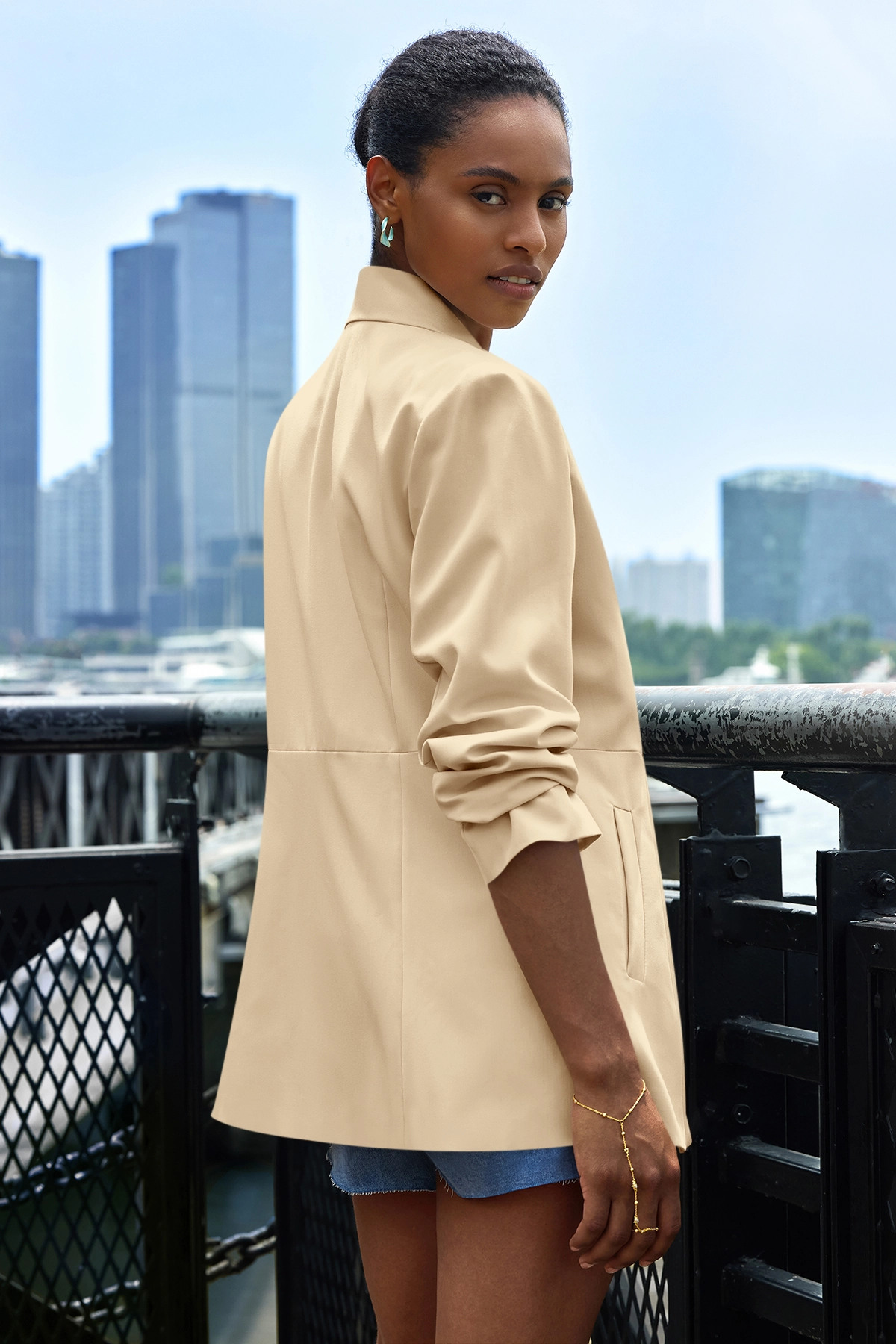 Cicy Bell Womens Beige Business Casual Blazer