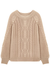 Cicy Bell Womens Beige Cable Sweaters