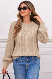 Cicy Bell Womens Beige Cable Sweaters