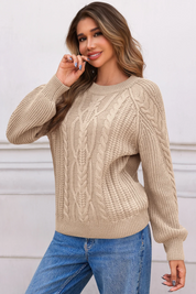 Cicy Bell Womens Beige Cable Sweaters