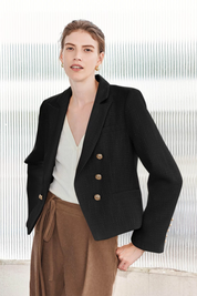 Cicy Bell Womens Black Tweed Blazer