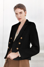 Cicy Bell Womens Black Tweed Blazer