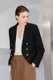 Cicy Bell Womens Black Tweed Blazer