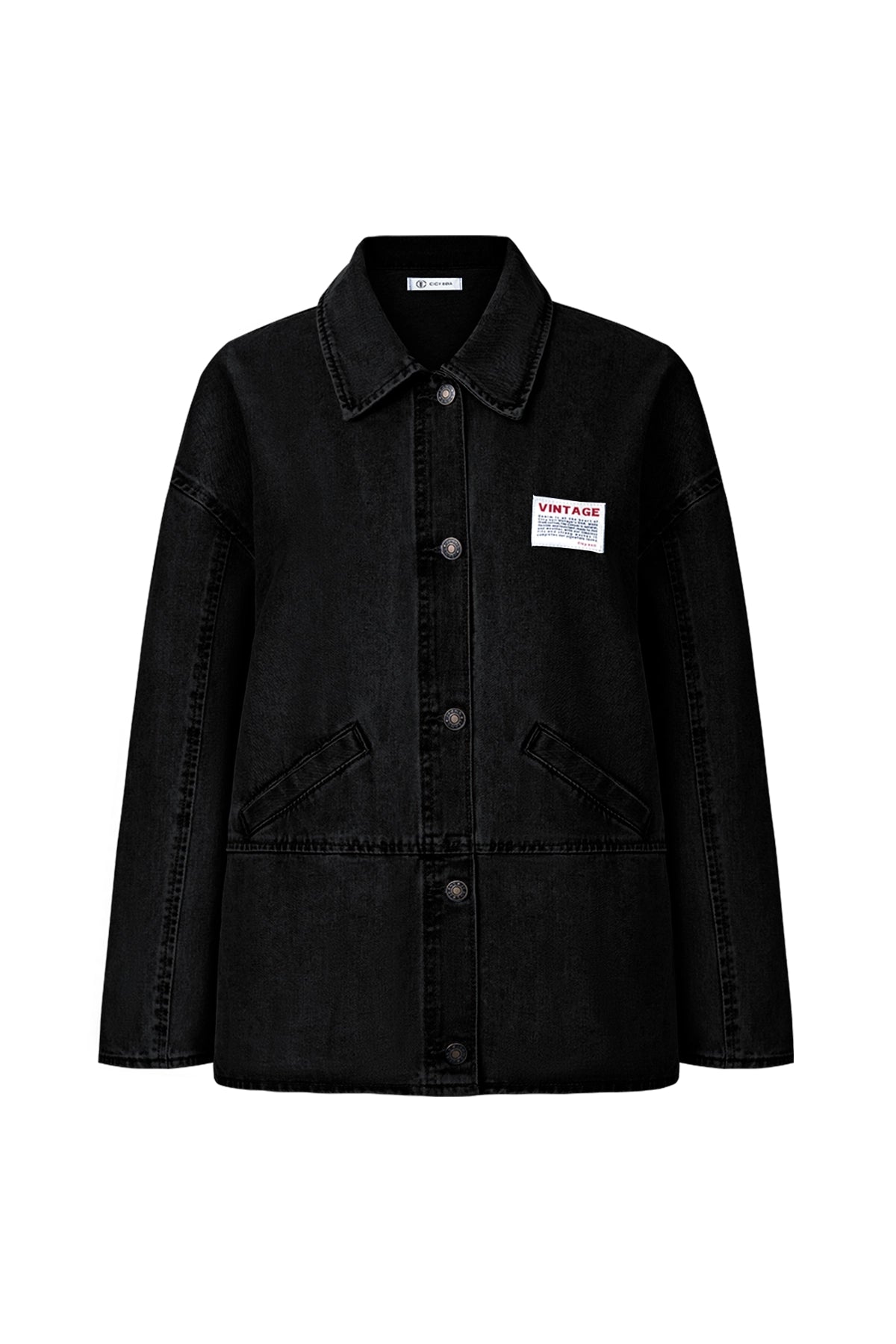 Cicy Bell Womens Black Oversized Denim Jackets