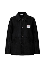 Cicy Bell Womens Black Oversized Denim Jackets