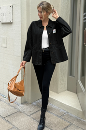 Cicy Bell Womens Black Oversized Denim Jackets