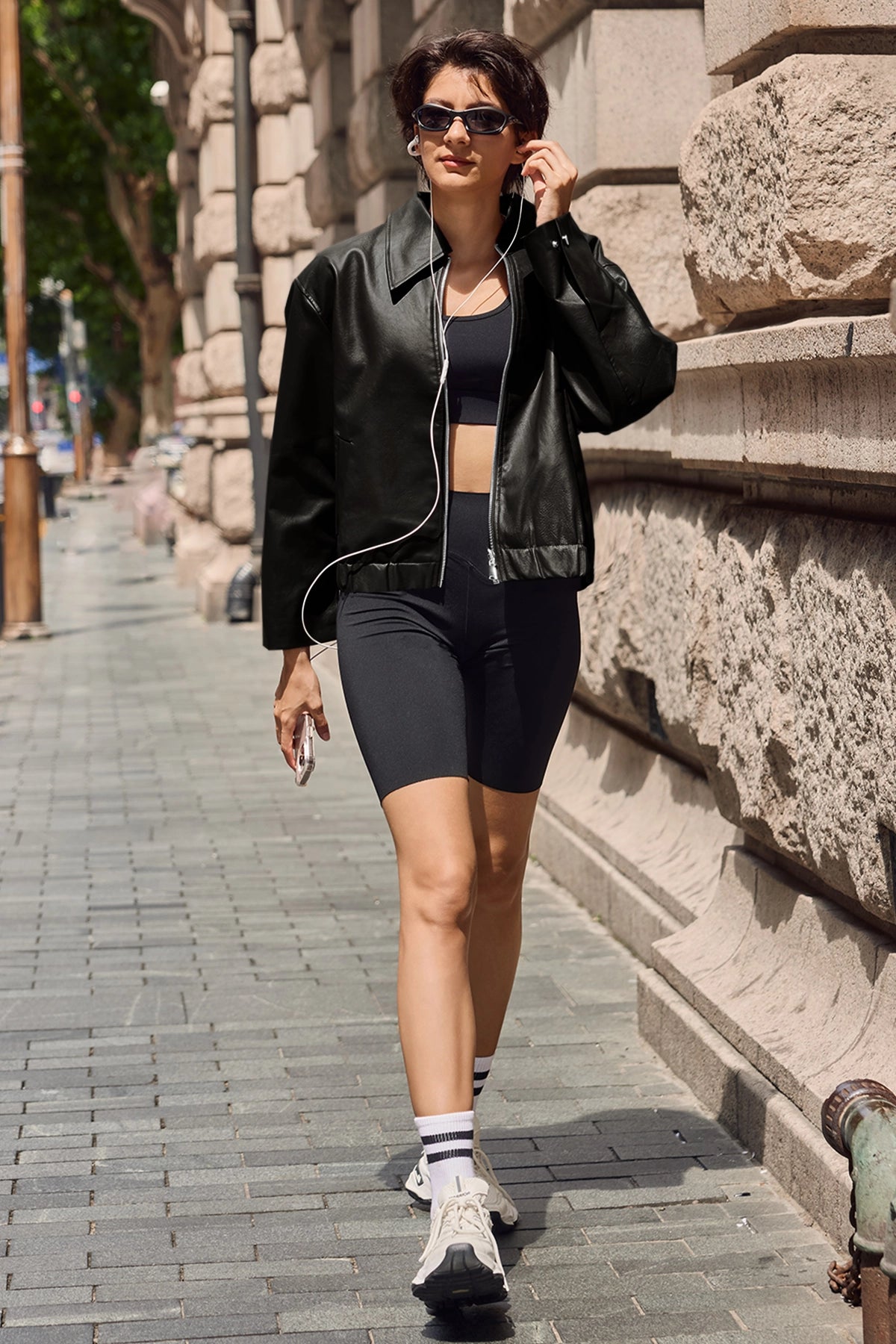 Cicy Bell Womens Black Faux Leather Jacket