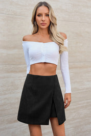 Cicy Bell Womens Black Corduroy Mini Skirt