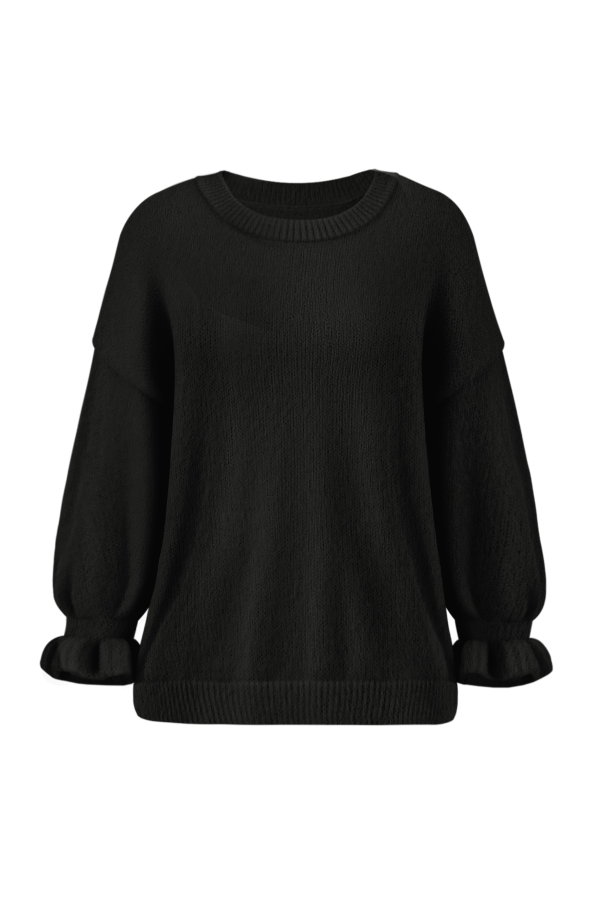 Cicy Bell Womens Black Ruffle Sweater