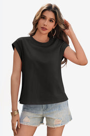 Cicy Bell Womens Black Cap Sleeve Shirts
