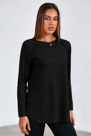 Cicy Bell Womens Black Long Sleeve Tunic Tops